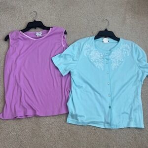 BonWorth Bundle Tank Top‎ & Embroidered Top Petite Medium
